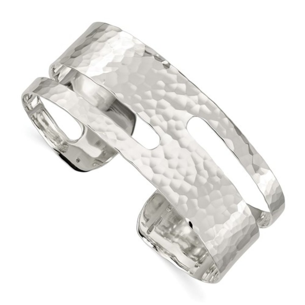 Sterling Silver Hammered cuff Bangle Bracelet